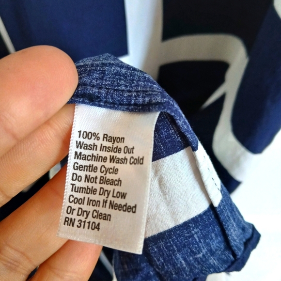 Cynthia Rowley Women's 3/4 Length Sleeve Navy And White Plaid Shirt Dress Size 8 - Picture 6 of 6